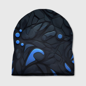 Шапка 3D с принтом Blue black abstract  texture , 100% полиэстер | универсальный размер, печать по всей поверхности изделия | 