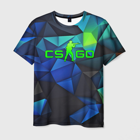 Мужская футболка 3D с принтом CSGO   blue abstract в Санкт-Петербурге, 100% полиэфир | прямой крой, круглый вырез горловины, длина до линии бедер | 