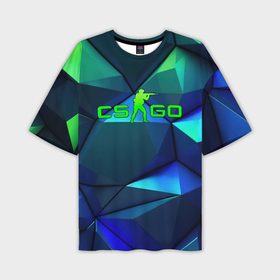 Мужская футболка oversize 3D с принтом CSGO blue  green  gradient в Курске,  |  | Тематика изображения на принте: 