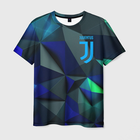 Мужская футболка 3D с принтом Juventus  blue   abstract logo в Новосибирске, 100% полиэфир | прямой крой, круглый вырез горловины, длина до линии бедер | Тематика изображения на принте: 