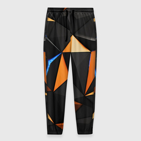 Мужские брюки 3D с принтом Оранжевые и черные элементы в Санкт-Петербурге, 100% полиэстер | манжеты по низу, эластичный пояс регулируется шнурком, по бокам два кармана без застежек, внутренняя часть кармана из мелкой сетки | 