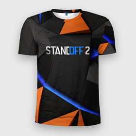 Мужская футболка 3D Slim с принтом Standoff orange black style в Белгороде, 100% полиэстер с улучшенными характеристиками | приталенный силуэт, круглая горловина, широкие плечи, сужается к линии бедра | 