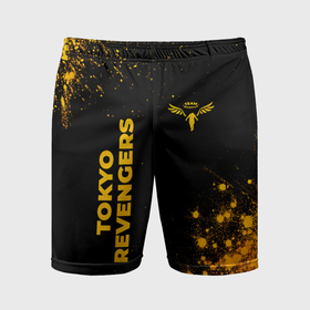 Мужские шорты спортивные с принтом Tokyo Revengers   gold gradient: надпись, символ ,  |  | 