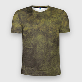 Мужская футболка 3D Slim с принтом Текстура   Dirty green в Новосибирске, 100% полиэстер с улучшенными характеристиками | приталенный силуэт, круглая горловина, широкие плечи, сужается к линии бедра | 