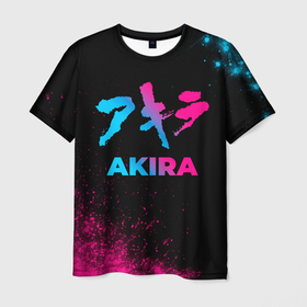 Мужская футболка 3D с принтом Akira   neon gradient в Санкт-Петербурге, 100% полиэфир | прямой крой, круглый вырез горловины, длина до линии бедер | Тематика изображения на принте: 