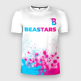Мужская футболка 3D Slim с принтом Beastars neon gradient style: символ сверху в Белгороде, 100% полиэстер с улучшенными характеристиками | приталенный силуэт, круглая горловина, широкие плечи, сужается к линии бедра | Тематика изображения на принте: 