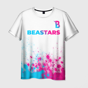Мужская футболка 3D с принтом Beastars neon gradient style: символ сверху в Курске, 100% полиэфир | прямой крой, круглый вырез горловины, длина до линии бедер | 