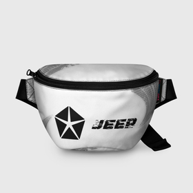 Поясная сумка 3D с принтом Jeep speed на светлом фоне со следами шин: надпись и символ в Курске, 100% полиэстер | плотная ткань, ремень с регулируемой длиной, внутри несколько карманов для мелочей, основное отделение и карман с обратной стороны сумки застегиваются на молнию | 