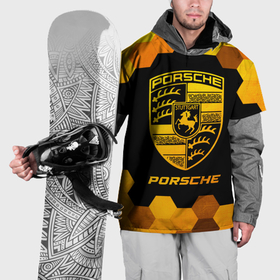 Накидка на куртку 3D с принтом Porsche   gold gradient в Екатеринбурге, 100% полиэстер |  | 