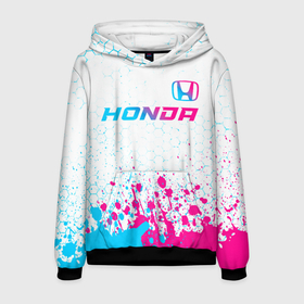 Мужская толстовка 3D с принтом Honda neon gradient style: символ сверху в Кировске, 100% полиэстер | двухслойный капюшон со шнурком для регулировки, мягкие манжеты на рукавах и по низу толстовки, спереди карман-кенгуру с мягким внутренним слоем. | 