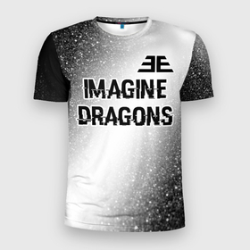 Мужская футболка 3D Slim с принтом Imagine Dragons glitch на светлом фоне: символ сверху в Петрозаводске, 100% полиэстер с улучшенными характеристиками | приталенный силуэт, круглая горловина, широкие плечи, сужается к линии бедра | 