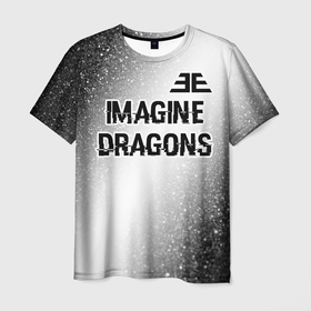 Мужская футболка 3D с принтом Imagine Dragons glitch на светлом фоне: символ сверху в Белгороде, 100% полиэфир | прямой крой, круглый вырез горловины, длина до линии бедер | 
