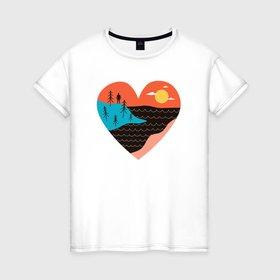 Женская футболка хлопок с принтом Сердце природы в Курске, 100% хлопок | прямой крой, круглый вырез горловины, длина до линии бедер, слегка спущенное плечо | 