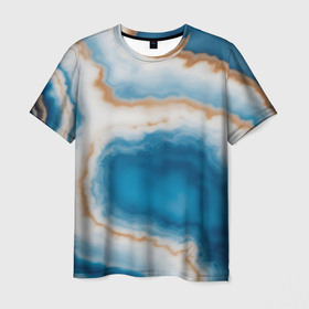 Мужская футболка 3D с принтом волна голубого агата в Белгороде, 100% полиэфир | прямой крой, круглый вырез горловины, длина до линии бедер | Тематика изображения на принте: 