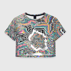 Женская футболка Crop-top 3D с принтом Fusion abstract в Санкт-Петербурге, 100% полиэстер | круглая горловина, длина футболки до линии талии, рукава с отворотами | Тематика изображения на принте: 