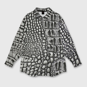 Женская рубашка oversize 3D с принтом Кожа крокодила   текстура в Белгороде,  |  | 