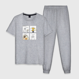 Мужская пижама хлопок с принтом Пивной ежик комикс в Петрозаводске, 100% хлопок | брюки и футболка прямого кроя, без карманов, на брюках мягкая резинка на поясе и по низу штанин
 | 
