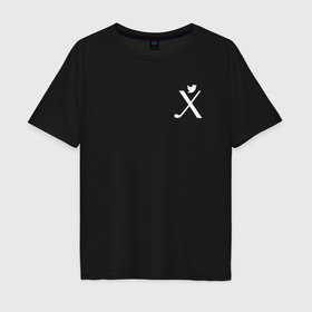Мужская футболка хлопок Oversize с принтом Ребус лого twitter в Курске, 100% хлопок | свободный крой, круглый ворот, “спинка” длиннее передней части | Тематика изображения на принте: 
