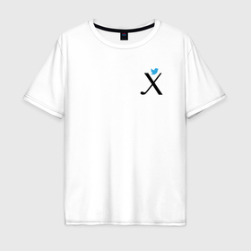 Мужская футболка хлопок Oversize с принтом Ребус лого Твиттер в Санкт-Петербурге, 100% хлопок | свободный крой, круглый ворот, “спинка” длиннее передней части | 