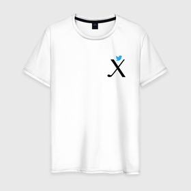 Мужская футболка хлопок с принтом Ребус лого Твиттер в Санкт-Петербурге, 100% хлопок | прямой крой, круглый вырез горловины, длина до линии бедер, слегка спущенное плечо. | 