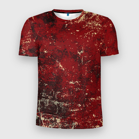 Мужская футболка 3D Slim с принтом Текстура   Red on black в Белгороде, 100% полиэстер с улучшенными характеристиками | приталенный силуэт, круглая горловина, широкие плечи, сужается к линии бедра | Тематика изображения на принте: 