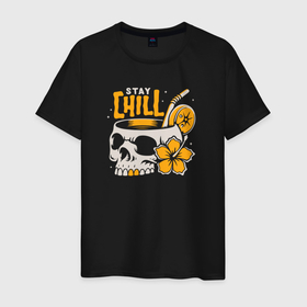 Светящаяся мужская футболка с принтом Stay chill skull ,  |  | Тематика изображения на принте: 
