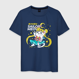 Светящаяся мужская футболка с принтом Sailor meow kawaii в Санкт-Петербурге,  |  | 