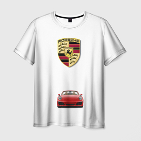 Мужская футболка 3D с принтом Porsche car в Петрозаводске, 100% полиэфир | прямой крой, круглый вырез горловины, длина до линии бедер | 