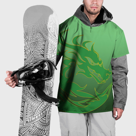 Накидка на куртку 3D с принтом Зеленый дракон в Санкт-Петербурге, 100% полиэстер |  | Тематика изображения на принте: 