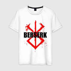 Мужская футболка хлопок с принтом Берсерк. Кровавое клейно в Петрозаводске, 100% хлопок | прямой крой, круглый вырез горловины, длина до линии бедер, слегка спущенное плечо. | 