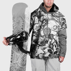 Накидка на куртку 3D с принтом Зевс Посейдон и Геркулес в розах в Тюмени, 100% полиэстер |  | 