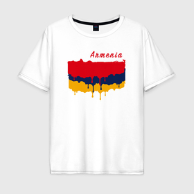 Мужская футболка хлопок Oversize с принтом Flag Armenia в Тюмени, 100% хлопок | свободный крой, круглый ворот, “спинка” длиннее передней части | 