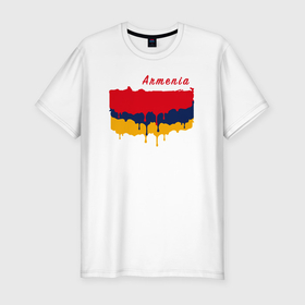 Мужская футболка хлопок Slim с принтом Flag Armenia в Тюмени, 92% хлопок, 8% лайкра | приталенный силуэт, круглый вырез ворота, длина до линии бедра, короткий рукав | 