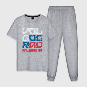 Мужская пижама хлопок с принтом Россия Волгоград в Курске, 100% хлопок | брюки и футболка прямого кроя, без карманов, на брюках мягкая резинка на поясе и по низу штанин
 | 