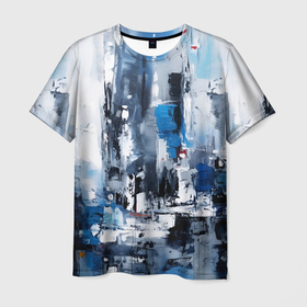 Мужская футболка 3D с принтом Абстрактный городской пейзаж в Кировске, 100% полиэфир | прямой крой, круглый вырез горловины, длина до линии бедер | 