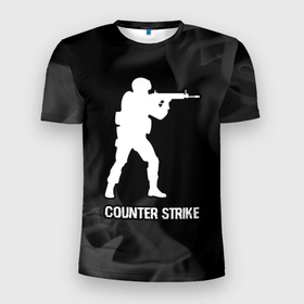 Мужская футболка 3D Slim с принтом Counter Strike glitch на темном фоне в городе Новоалтайск, 100% полиэстер с улучшенными характеристиками | приталенный силуэт, круглая горловина, широкие плечи, сужается к линии бедра | 
