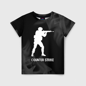 Детская футболка 3D с принтом Counter Strike glitch на темном фоне в Белгороде, 100% гипоаллергенный полиэфир | прямой крой, круглый вырез горловины, длина до линии бедер, чуть спущенное плечо, ткань немного тянется | 