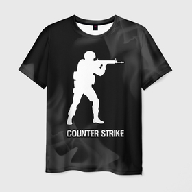 Мужская футболка 3D с принтом Counter Strike glitch на темном фоне в Екатеринбурге, 100% полиэфир | прямой крой, круглый вырез горловины, длина до линии бедер | 
