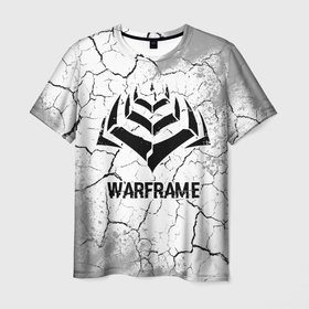 Мужская футболка 3D с принтом Warframe glitch на светлом фоне в Курске, 100% полиэфир | прямой крой, круглый вырез горловины, длина до линии бедер | Тематика изображения на принте: 