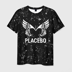 Мужская футболка 3D с принтом Placebo glitch на темном фоне в Екатеринбурге, 100% полиэфир | прямой крой, круглый вырез горловины, длина до линии бедер | 