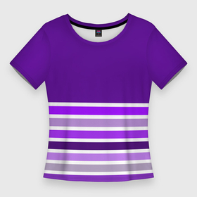 Женская футболка 3D Slim с принтом Строгий фиолетовый полосатый в Тюмени,  |  | 
