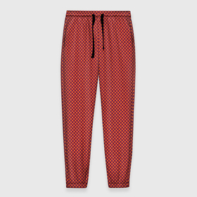 Мужские брюки 3D с принтом Текстура мелкие квадраты красный в Курске, 100% полиэстер | манжеты по низу, эластичный пояс регулируется шнурком, по бокам два кармана без застежек, внутренняя часть кармана из мелкой сетки | Тематика изображения на принте: 