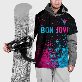 Накидка на куртку 3D с принтом Bon Jovi   neon gradient: символ сверху в Новосибирске, 100% полиэстер |  | 