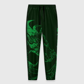 Мужские брюки 3D с принтом Кислотный зеленый дракон в Белгороде, 100% полиэстер | манжеты по низу, эластичный пояс регулируется шнурком, по бокам два кармана без застежек, внутренняя часть кармана из мелкой сетки | 
