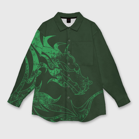 Мужская рубашка oversize 3D с принтом Кислотный зеленый дракон в Белгороде,  |  | 