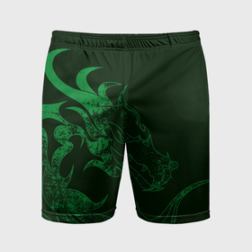 Мужские шорты спортивные с принтом Кислотный зеленый дракон в Белгороде,  |  | 