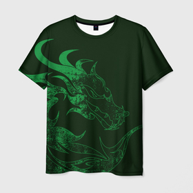 Мужская футболка 3D с принтом Кислотный зеленый дракон в Белгороде, 100% полиэфир | прямой крой, круглый вырез горловины, длина до линии бедер | 