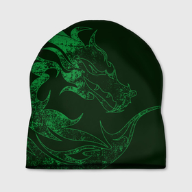 Шапка 3D с принтом Кислотный зеленый дракон в Петрозаводске, 100% полиэстер | универсальный размер, печать по всей поверхности изделия | 