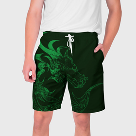 Мужские шорты 3D с принтом Кислотный зеленый дракон в Белгороде,  полиэстер 100% | прямой крой, два кармана без застежек по бокам. Мягкая трикотажная резинка на поясе, внутри которой широкие завязки. Длина чуть выше колен | 