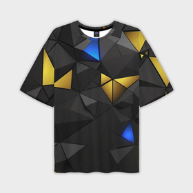 Мужская футболка oversize 3D с принтом Black yellow geometry в Курске,  |  | 